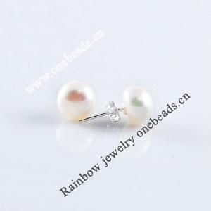 Freshwater Pearl Earrings, 9-10mm, Sold by Pair