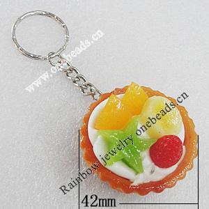 Key Chains, No-Rust Iron Ring with Plastic Charm, Charm size:42mm, Length:about 97mm, Sold by PC