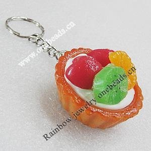 Key Chains, No-Rust Iron Ring with Plastic Charm, Charm size:42mm, Length:about 97mm, Sold by PC