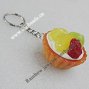 Key Chains, No-Rust Iron Ring with Plastic Charm, Charm size:42mm, Length:about 97mm, Sold by PC