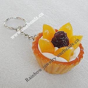 Key Chains, No-Rust Iron Ring with Plastic Charm, Charm size:41mm, Length:about 97mm, Sold by PC
