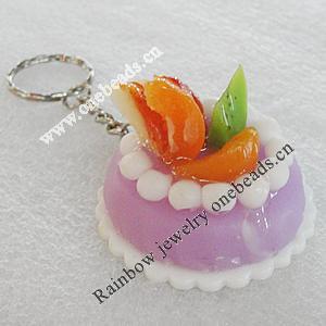 Key Chains, No-Rust Iron Ring with Plastic Charm, Charm size:46mm, Length:about 97mm, Sold by PC