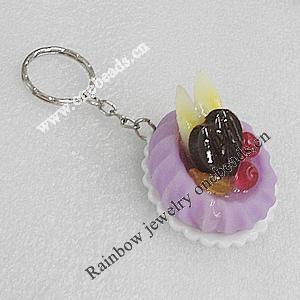 Key Chains, No-Rust Iron Ring with Plastic Charm, Charm size:46mm, Length:about 97mm, Sold by PC