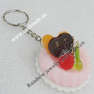 Key Chains, No-Rust Iron Ring with Plastic Charm, Charm size:46mm, Length:about 97mm, Sold by PC