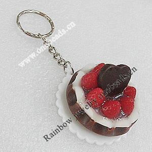 Key Chains, No-Rust Iron Ring with Plastic Charm, Charm size:46mm, Length:about 97mm, Sold by PC