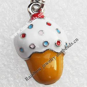 Zinc Alloy Enamel Pendant, Nickel-free & Lead-free, A Grade Ice Cream 22x14mm, Sold by PC  