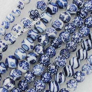 Porcelain Beads, Lead-free, Round, Mix Style & Mix Color, 6-10mm in diameter, Sold by Group