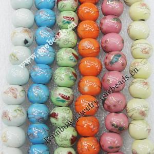 Porcelain Beads, Lead-free, Round, Mix Style & Mix Color, 8-10mm in diameter, Sold by Group