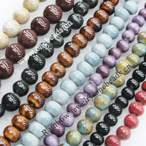 Porcelain Beads, Lead-free, Round, Mix Style & Mix Color, 6-10mm in diameter, Sold by Group