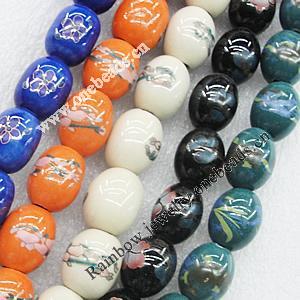 Porcelain Beads, Lead-free, Oval, Mix Style & Mix Color, About 8-12mm, Sold by Group