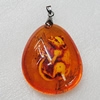 Imitate Amber Pendant, Nugget 52x44mm, Sold by PC