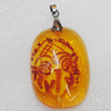 Imitate Amber Pendant, Rectangle 48x34mm, Sold by PC