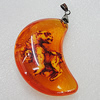 Imitate Amber Pendant, Moon 60x49mm, Sold by PC
