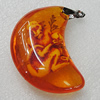 Imitate Amber Pendant, Moon 60x49mm, Sold by PC