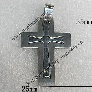 Stainless Steel Pendants, Cross 35x25mm, Sold by PC 