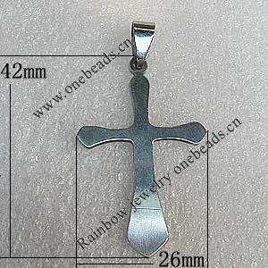Stainless Steel Pendants, Cross 42x26mm, Sold by PC 