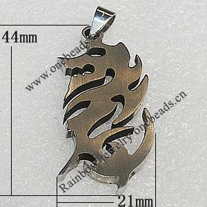 Stainless Steel Pendants, 44x21mm, Sold by PC 