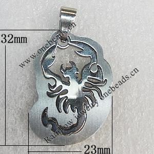 Stainless Steel Pendants, Animal 32x23mm, Sold by PC 