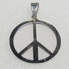 Stainless Steel Pendants, Peace Sign 29mm, Sold by PC 