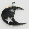 Stainless Steel Pendants, Moon 32x36mm, Sold by PC 