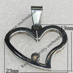 Stainless Steel Pendants, Hollow Heart 23x19mm, Sold by PC 