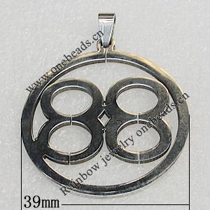Stainless Steel Pendants, 39mm, Sold by PC 