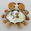 Lampwork Glass Decorations, Crab 53x55mm, Sold by PC