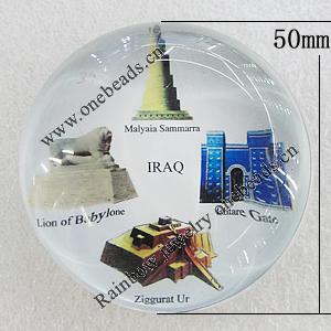 Fridge Magnet, Glass Crystal with Magnet, 50mm, Sold by PC  