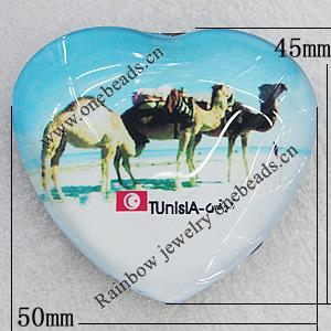 Fridge Magnet, Glass Crystal with Magnet, Heart 50x45mm, Sold by PC