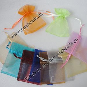 Organza Gift Jewelry Bag, Mixed Color, about 7cm wide, 9cm long, Sold by Group