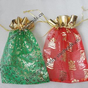 Organza Gift Jewelry Bag, Mixed Color, about 14cm wide, 20cm long, Sold by Group