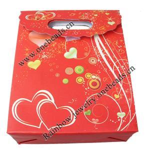 Gift Shopping Bag, Material:Paper, Size: about 24cm wide, 31cm high, 10cm bottom wide, Sold by Box