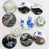 Printed Porcelain Pendant, Round, Mixed style & Mixed Color, about 64-97mm, Sold by Group