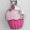 Zinc Alloy Enamel Charm/Pendant with Crystal, Nickel-free & Lead-free, A Grade Ice Cream  23x17mm, Sold by PC  