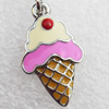 Zinc Alloy Enamel Pendant, Nickel-free & Lead-free, A Grade Ice Cream 23x14mm, Sold by PC  