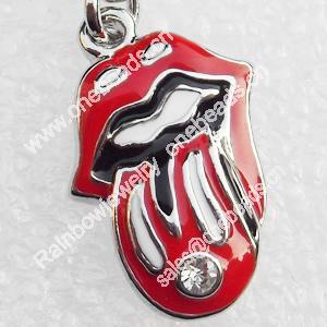 Zinc Alloy Enamel Charm/Pendant with Crystal, Nickel-free & Lead-free, A Grade 15x22mm, Sold by PC  