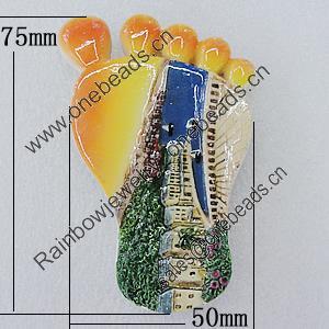 Fridge Magnet, Resin Cabochons With Magnet Beads, Foot 75x50mm, Sold by PC