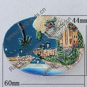 Fridge Magnet, Resin Cabochons With Magnet Beads, Flat Oval 60x44mm, Sold by PC
