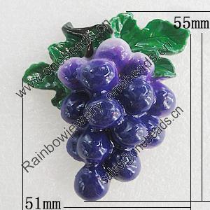 Fridge Magnet, Resin Cabochons With Magnet Beads, Grape 55x51mm, Sold by PC