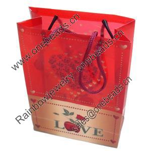 Gift Shopping Bag, Translucent PPC, Size: about 31cm wide, 39cm high, 9cm bottom wide, Sold by Box