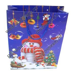 Gift Shopping Bag, Christmas Matte PPC, Size: about 18cm wide, 22cm high, 8cm bottom wide, Sold by Box