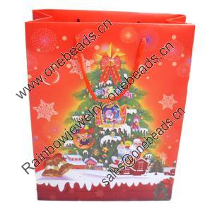 Gift Shopping Bag, Christmas Matte PPC, Size: about 26cm wide, 33cm high, 8cm bottom wide, Sold by Box