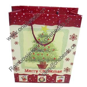 Gift Shopping Bag, Christmas Matte PPC, Size: about 31cm wide, 39cm high, 9cm bottom wide, Sold by Box