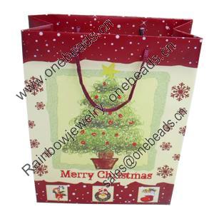 Gift Shopping Bag, Christmas Matte PPC, Size: about 18cm wide, 22cm high, 8cm bottom wide, Sold by Box