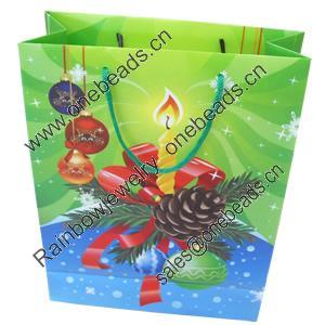 Gift Shopping Bag, Christmas Matte PPC, Size: about 26cm wide, 33cm high, 8cm bottom wide, Sold by Box