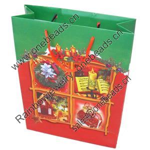 Gift Shopping Bag, Christmas Matte PPC, Size: about 31cm wide, 39cm high, 9cm bottom wide, Sold by Box