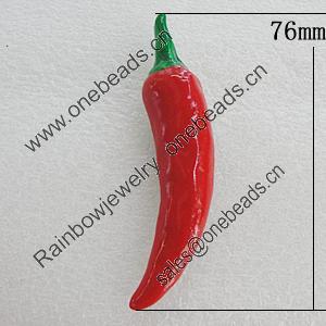Fridge Magnet, Resin Cabochons With Magnet Beads, Pimiento 76x16mm, Sold by PC