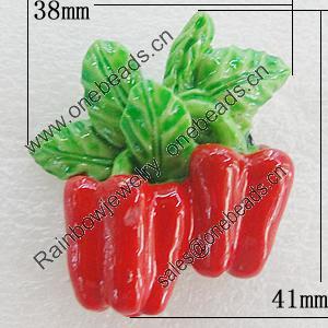Fridge Magnet, Resin Cabochons With Magnet Beads, Capsicum 41x38mm, Sold by PC