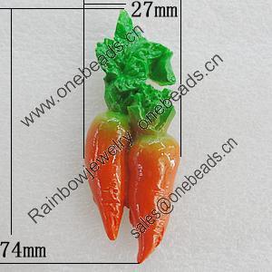 Fridge Magnet, Resin Cabochons With Magnet Beads, Carrot 74x27mm, Sold by PC