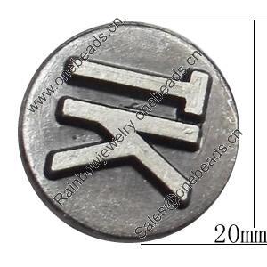 Metal Alloy Button, Costume Accessories，20mm in diameter，Flat Round, Sold by Bag